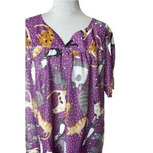 A. Richards VTG Cat Mom Mumu Patio House Dress Sweetheart Neck Purple Women's 3X